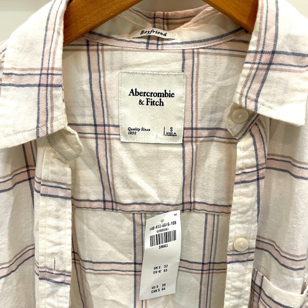 Abercrombie Women’s Boyfriend Plaid Flannel Shirt NWT